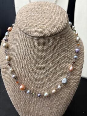 Genuine Honora Freshwater Pearl Necklace 17 Inch Sterling Silver 925 19g